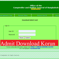 OCAG Teletalk Admit Card 2022 - ocag.teletalk.com.bd